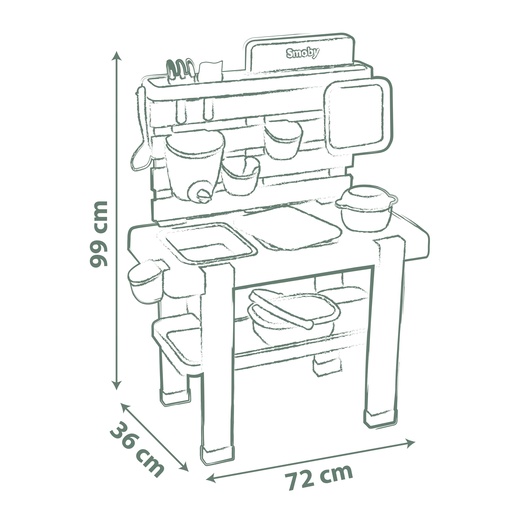 SMOBY ljetna kuhinja s priborom, 72 x 36 x 99 cm 840208