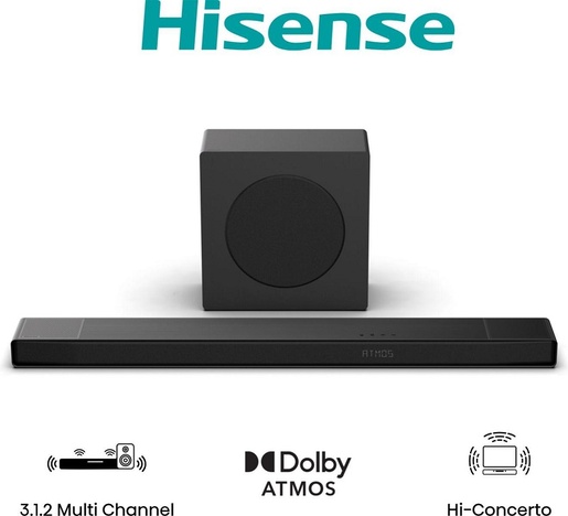 Hisense soundbar AX3120Q, 3.1.2 CH Soundbar, 440 W, 6.5'' Wireless Subwoofer, Crni