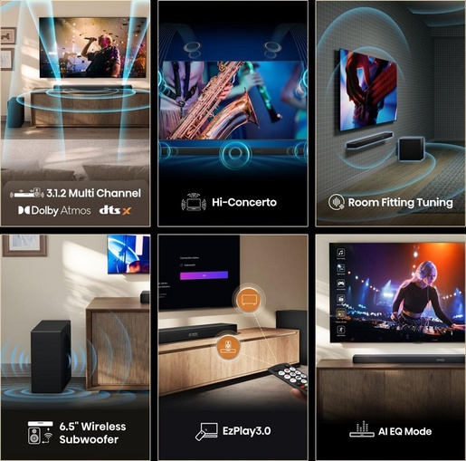 Hisense soundbar AX3120Q, 3.1.2 CH Soundbar, 440 W, 6.5'' Wireless Subwoofer, Crni