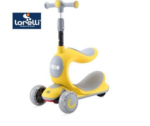 LORELLI dječji romobil Trio sa sjedištem i svjetlećim točkovima Yellow