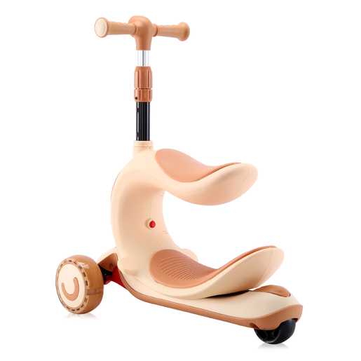 LORELLI dječji romobil Trio sa sjedištem i svjetlećim točkovima Beige