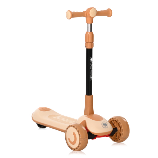 LORELLI dječji romobil Trio sa sjedištem i svjetlećim točkovima Beige