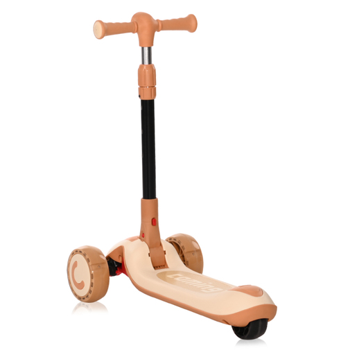 LORELLI dječji romobil Trio sa sjedištem i svjetlećim točkovima Beige