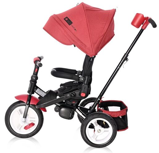 LORELLI dječji tricikl Jaguar Luxe sa ručkom i rotirajućim sjedištem Red Black