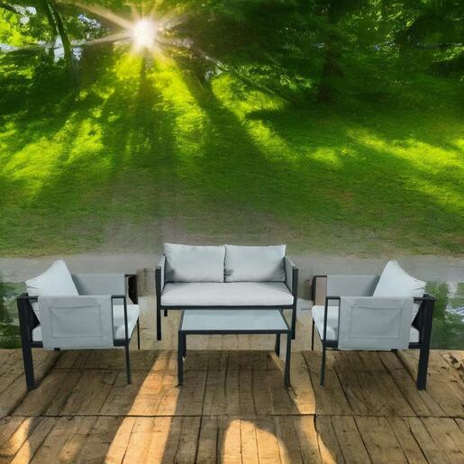 Curacao set vrtne garniture 4/1 s jastucima – moderna siva lounge garnitura