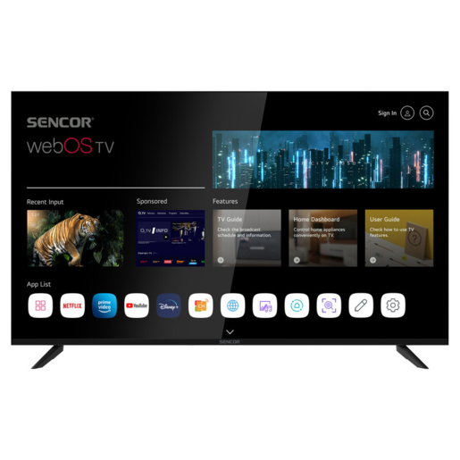 Sencor LED televizor SLE 55US804B, 4K Ultra HD, Smart TV, WebOS,  Magični daljinski, AI ThinQ, Crni
