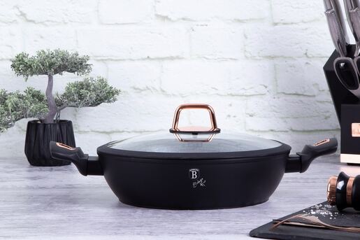 Berlinger Haus plitka šerpa s poklopcem 28 cm 3.8 L Black Rose Collection – BH/1640