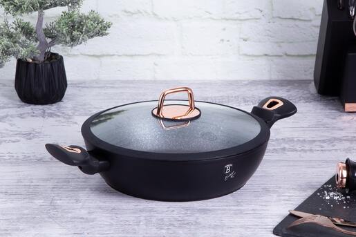 Berlinger Haus plitka šerpa s poklopcem 28 cm 3.8 L Black Rose Collection – BH/1640