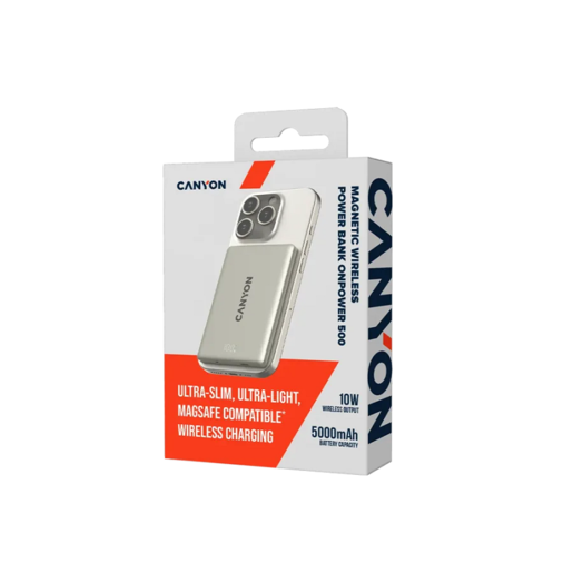 CANYON power bank  magnetic CNS-CPB500G, OnPower 500 PD20W 5000mAh Aluminium Star Grey