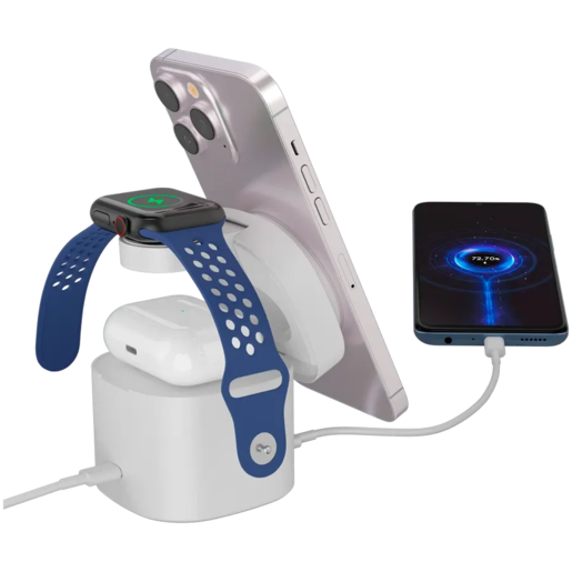 Canyon 4 in 1 Wireless Charging Stand, 30W max, 65W punjač i 1M kabel, bijeli, CNS-WCS405W