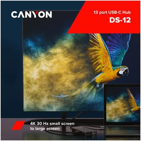 CANYON hub DS-12 13in1 4k USB-C Dark Grey, CNS-TDS12