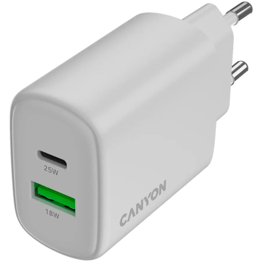 CANYON punjač OnCharge 250 25W 1xPD 1xQC EU White