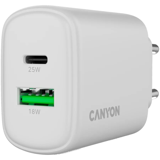 CANYON punjač OnCharge 250 25W 1xPD 1xQC EU White