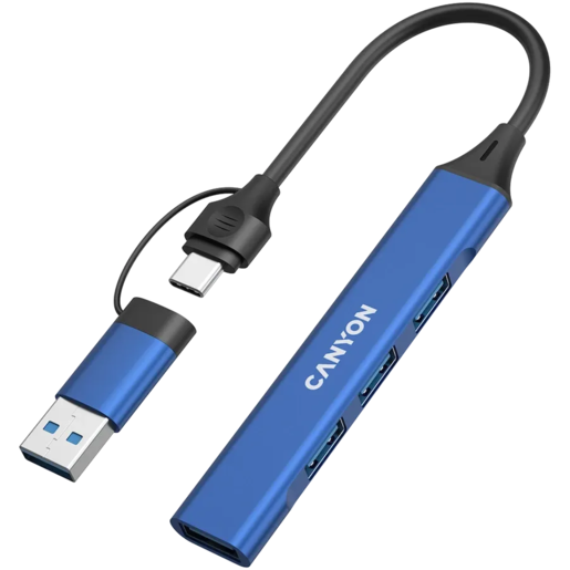 CANYON hub DS-02 4in1 USB-A/C Blue, CNS-TDS02BL