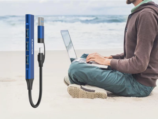 CANYON hub DS-02 4in1 USB-A/C Blue, CNS-TDS02BL