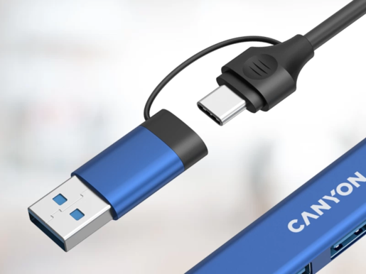 CANYON hub DS-02 4in1 USB-A/C Blue, CNS-TDS02BL