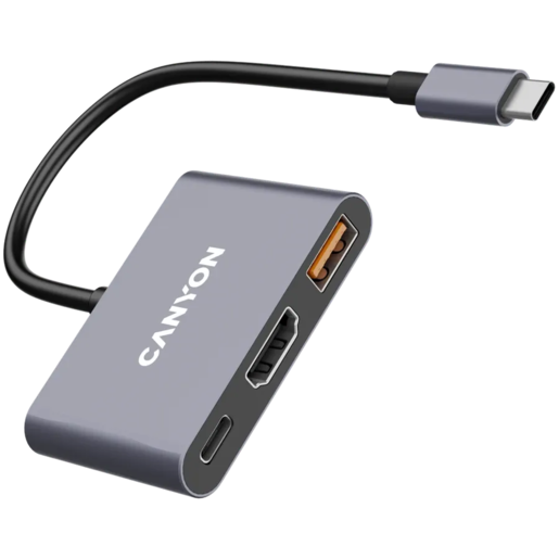 CANYON hub DS-4 3in1 USB-C Grey, CNS-TDS4