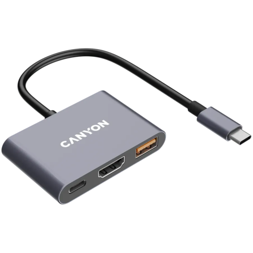 CANYON hub DS-4 3in1 USB-C Grey, CNS-TDS4