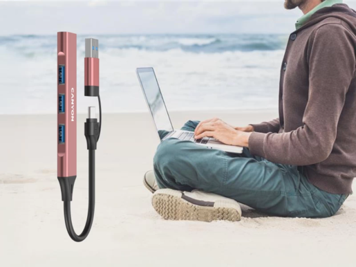 CANYON hub DS-02 4in1 USB-A/C Pink, CNS-TDS02P