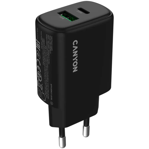 CANYON punjač OnCharge 250 25W 1xPD 1xQC EU Black