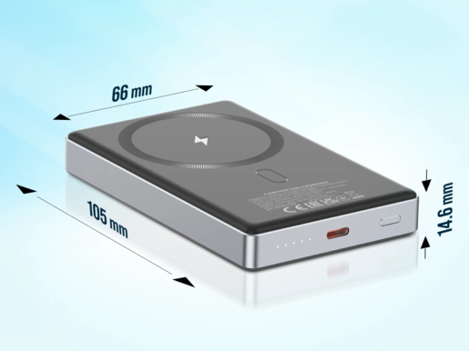 CANYON power bank, CNS-CPB510DG, OnPower 510 slim Magnetic 10000 mAh PD20W Tamno sivi