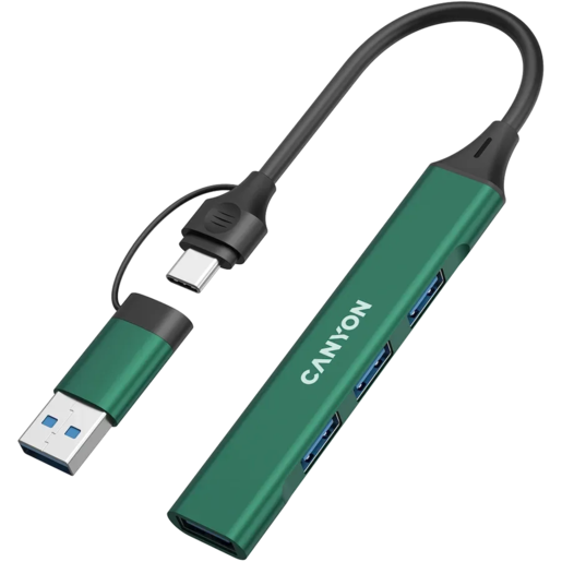 CANYON hub DS-02 4in1 USB-A/C Green, CNS-TDS02GR