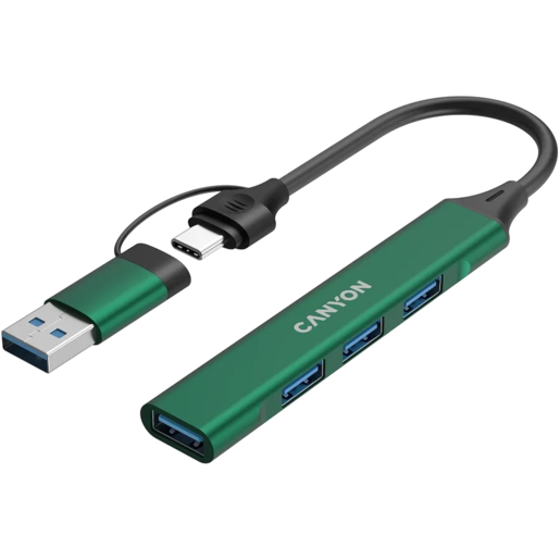 CANYON hub DS-02 4in1 USB-A/C Green, CNS-TDS02GR