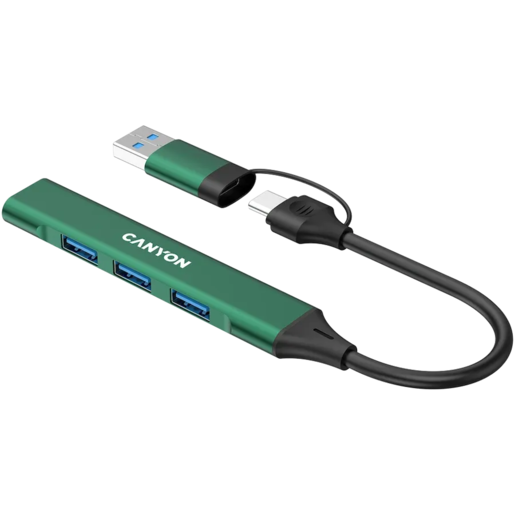 CANYON hub DS-02 4in1 USB-A/C Green, CNS-TDS02GR
