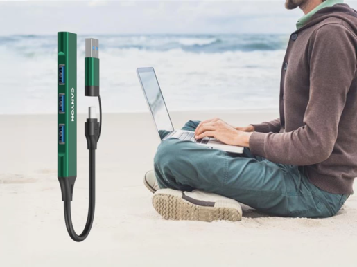 CANYON hub DS-02 4in1 USB-A/C Green, CNS-TDS02GR