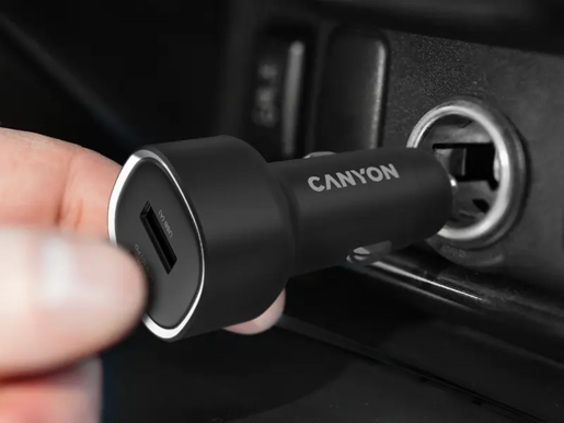 CANYON auto punjač punjač OnDrive 85 PD 85W USB-A+USB-C Black
