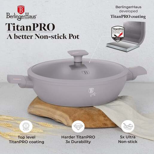 Berlinger Haus plitka šerpa s poklopcem 30 cm 4.5 L Taupe Collection – BH/8099