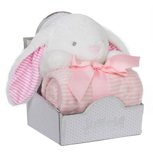 JUNGLE Baby dekica sa igračkom zeko – roza