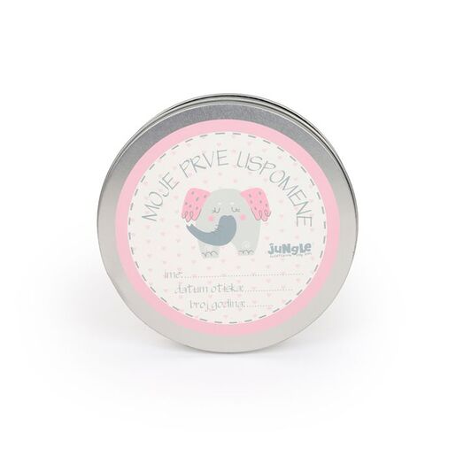 JUNGLE baby set za prvi otisak bebe, slonić rozi - poklon set za bebe