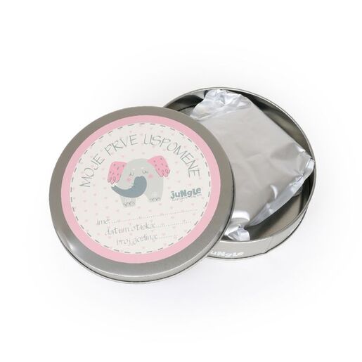 JUNGLE baby set za prvi otisak bebe, slonić rozi - poklon set za bebe