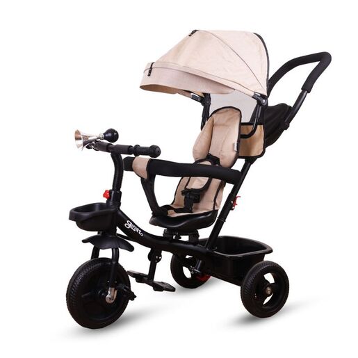 JUNGLE dječiji tricikl Girotto sa ručkom i rotirajućim sjedištem, crno bež