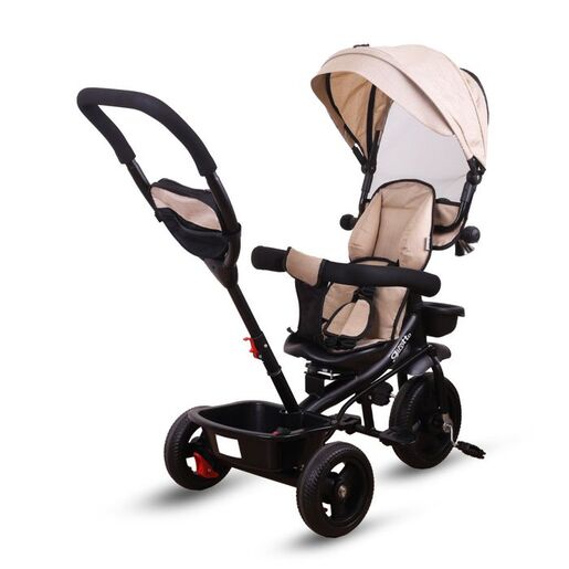 JUNGLE dječiji tricikl Girotto sa ručkom i rotirajućim sjedištem, crno bež