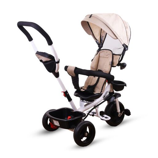 JUNGLE dječiji tricikl Girotto sa ručkom i rotirajućim sjedištem, bijelo bež