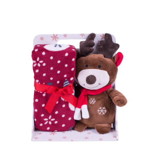 JUNGLE Baby dekica sa igračkom jelen - crvena