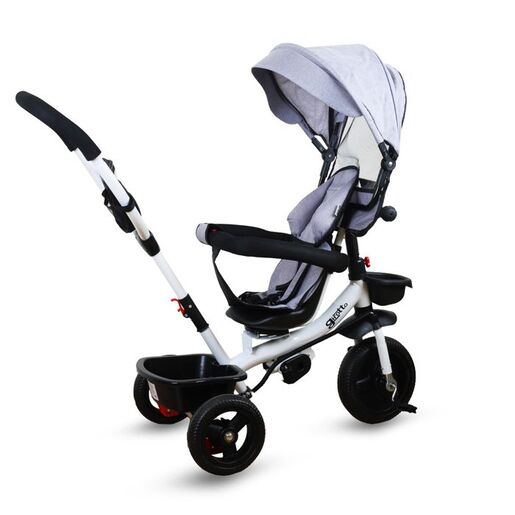 JUNGLE dječiji tricikl Trepunti sa ručkom i rotirajućim sjedištem, sivi