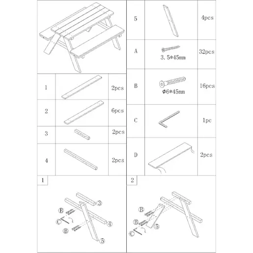 KINDER HOME dječiji piknik stol sa klupama i jastucima