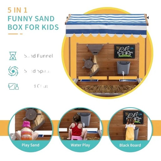 KINDER HOME drveni dječiji pješčanik sa krovom za dvorište