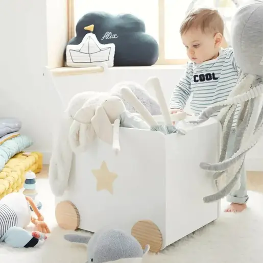 KINDER HOME drvena kutija za igračke sa točkićima