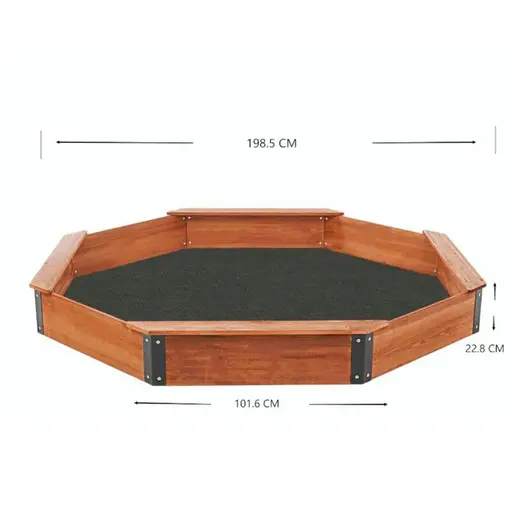 KINDER HOME veliki dječji drveni pješčanik osmerokut sa navlakom