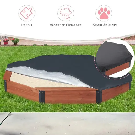 KINDER HOME veliki dječji drveni pješčanik osmerokut sa navlakom