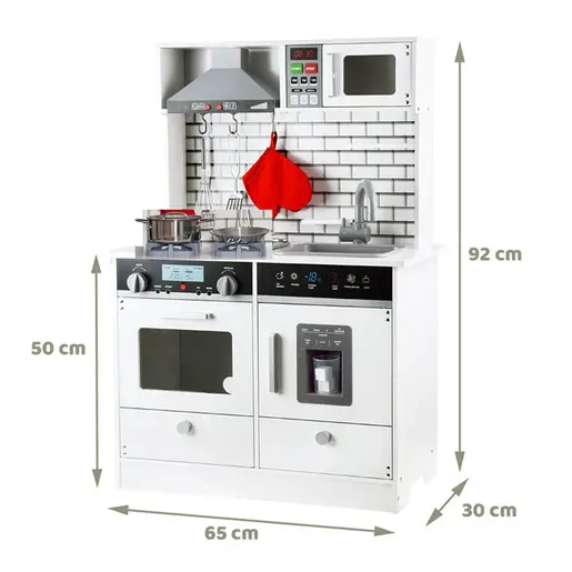 KINDER HOME dječija drvena kuhinja sa dodacima, bijelo siva
