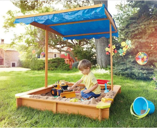 KINDER HOME dječiji drveni pješčanik sa podesivim vodootpornim poklopcem i UV 30 zaštitom