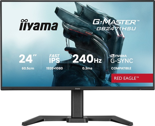 iiyama monitor G-MASTER GB2471HSU-B1 Gaming, 23.8" FHD Fast IPS, 240Hz, 0.3ms, 350 nits, Adaptive Sync, HDR10, HDMI, DP, USB Hub, zvučnici, Full Ergo, VESA