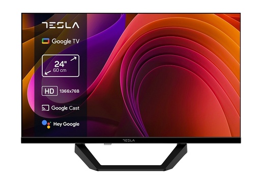 Tesla LED televizor 24E655BHS, HD Ready, Smart TV, Google,  DC Adapter za automobil 12V, Crni