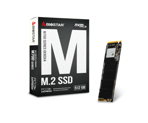 BIOSTAR 512GB SSD, M.2, NVMe PCI-E Gen3x 4, 2280 M.2, R/W: 1650 MB/s, 1400 MB/s
