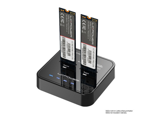 LC-Power Docking station NVMe M.2 SSD, USB-C port, 2x SSD-a, Transfer rate do 10 Gb/s